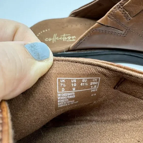 Clarks Brown Leather Patty Renata Slip On Mules Size 10 - Picture 8 of 8